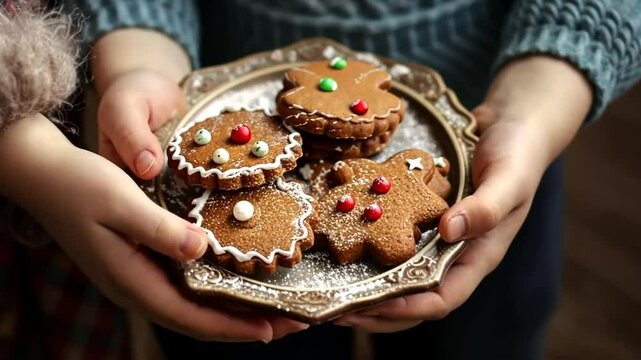 Kinderh&auml;nde halten selbstgebackene Weihnachtspl&auml;tzchen
