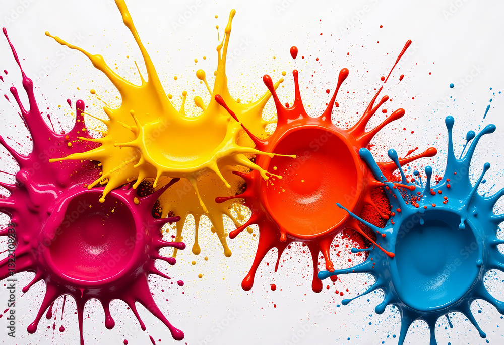 Aufkleber abstract colorful paint splashes creating a vibrant explosion on a white background