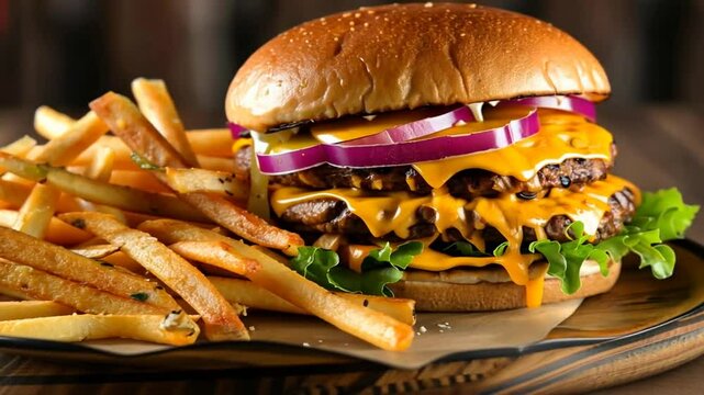 Doppeldeck Cheeseburger mit extra saftiger Fleischf&uuml;llung