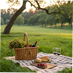 picnic basket with apples