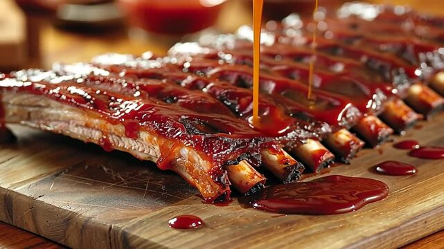 Saftige BBQ Rippchen mit hausgemachter Barbecue Sauce serviert