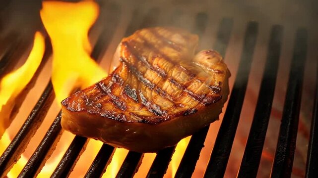 Gegrilltes H&uuml;hnchensteak mit Grillstreifen auf dem hei&szlig;en Rost