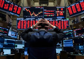 Stockbroker Showing Stress in Stock Market Setting