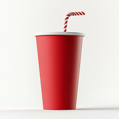 Obraz premium An eco-friendly red cup crafted from premium paper drink material providing a convenient way to serve a cold beverage making it an ideal option for fast beverage consumption