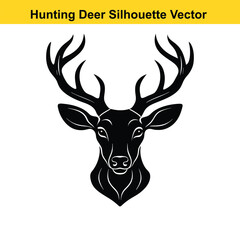 Deer Hunting Silhouette Vector Art Wild Adventure Design.
