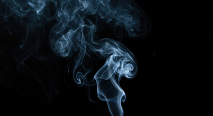 Ethereal Smoke: Mystical Swirls on Black, Abstract Art, Tranquil Vapor & Dark Background, Artistic Motion Photography