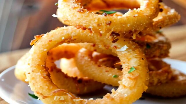 Knusprige frittierte Zwiebelringe mit Kr&auml;utern