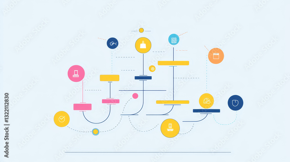 Poster timeline chart. business process steps, workflow time scale and infographic chart layout. diagram st