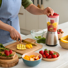 young woman preparing a salad