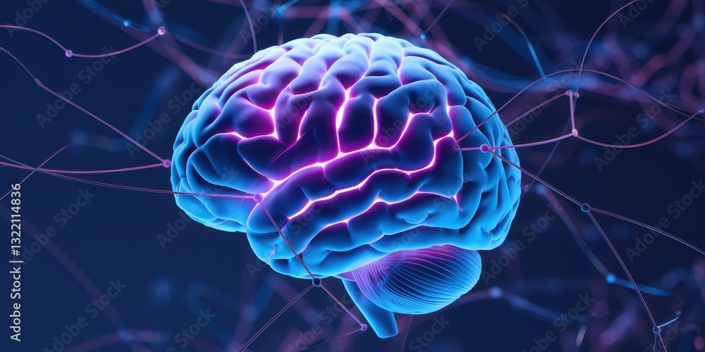 Aufkleber the illuminated mind: a 3d rendering of the human brain and its neural network