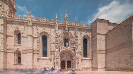Fototapeta premium Mosteiro dos Jeronimos, located in the Belem district timelapse hyperlapse of Lisbon, Portugal.