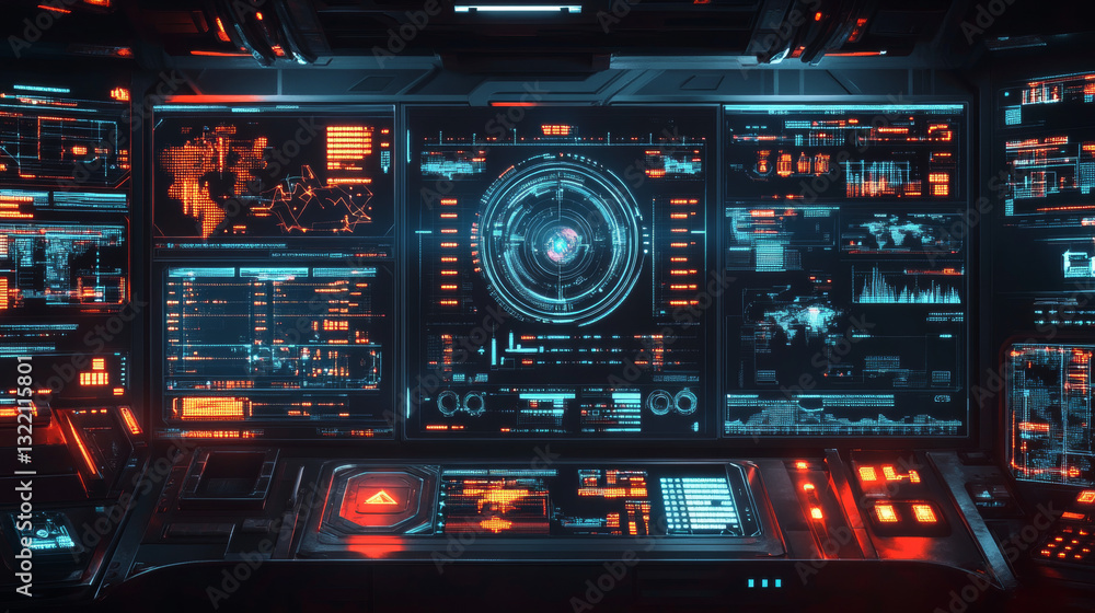 Poster futuristic frames. cyberpunk hud square screen, callout, title and radar. digital info box and sci f