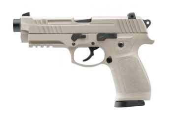 Beige Textured Handgun on Transparent Background