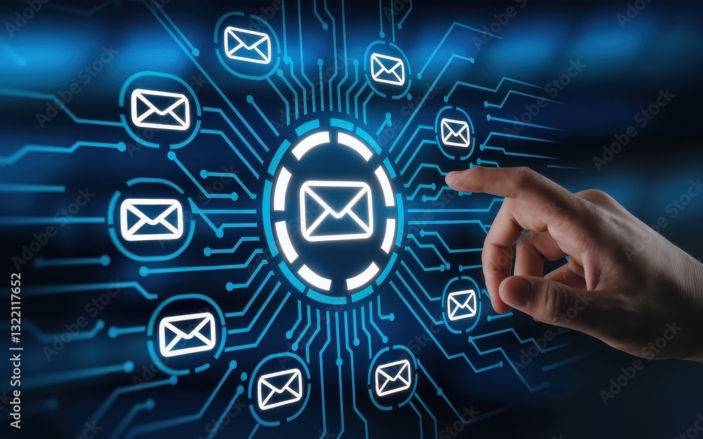Poster digital email network: global communication and connectivity
