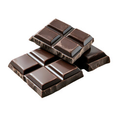 Dark Chocolate Bars Close up of Rich Brown, Glossy Chocolate Pieces on Transparent Background