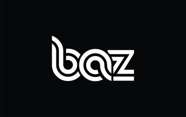 BAZ Creative Unique Modern Letter Logo Design. Stylized logo featuring a unique letter design, presenting abstract minimalist aesthetics and modern appeal.