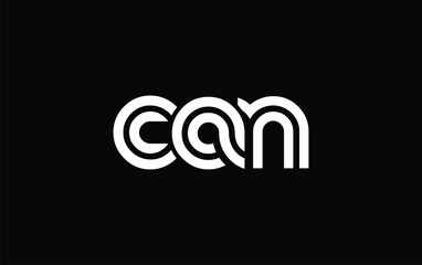 CAN Creative Unique Modern Letter Logo Design. Stylized logo featuring a unique letter design, presenting abstract minimalist aesthetics and modern appeal.