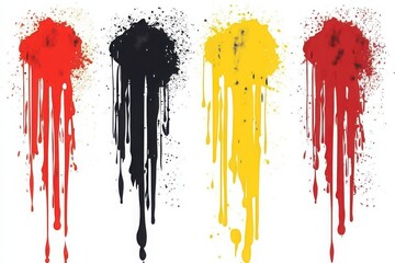 Fototapeta premium Set of 4 vector dripping ink graffiti paint splatters 