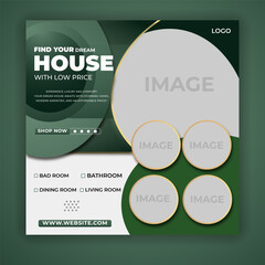 Real estate house social media post or square banner template