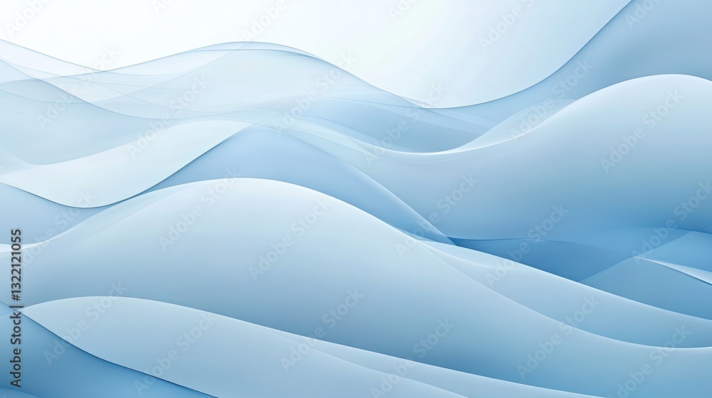 Poster soft blue abstract waves creating a serene and tranquil atmosphere.