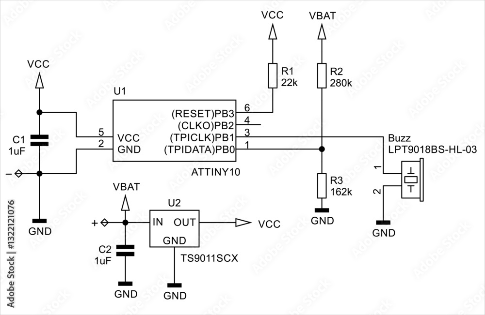 Aufkleber schematic diagram of electronic device on sheet of paper. vector drawing electrical circuit with cap