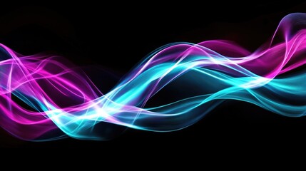 Fototapeta premium Vibrant digital waves of light, flowing elegantly against a dark backdrop.
