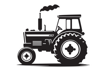 Old Tractor Silhouette Vector Illustration Farm Machine Farming Equipment