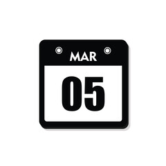 calender icon, 05 march icon with white background