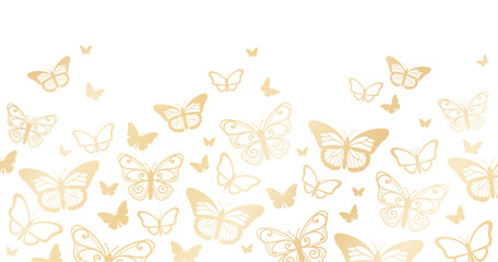 A set of gold gradient butterflies rising from bottom
