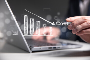 businessman touching a virtual graph