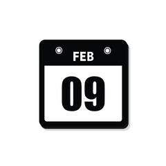 calender icon, 09 february icon with white background