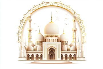 Obraz premium The background is white which helps to focus attention on the detailed illustration of the mosque