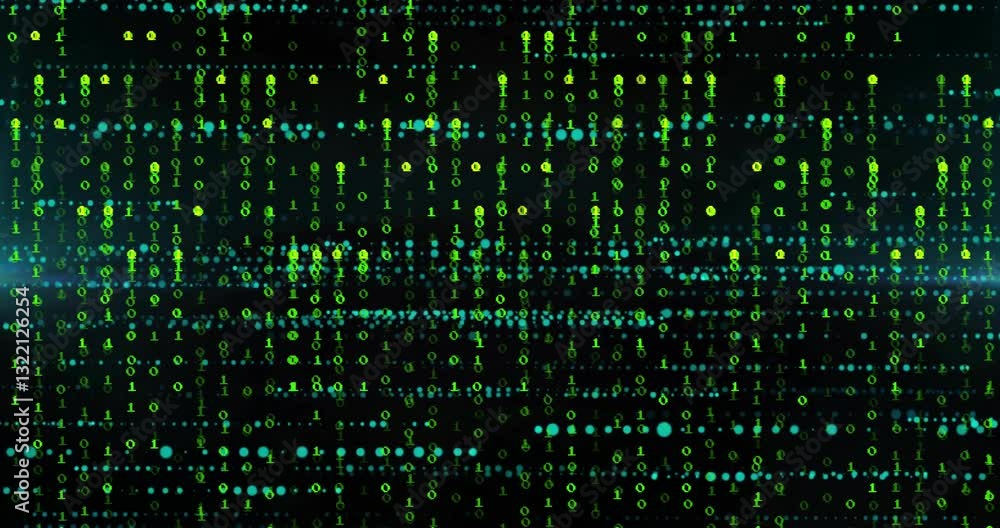 Aufkleber animation of green digital code raining down on black background resembling matrix