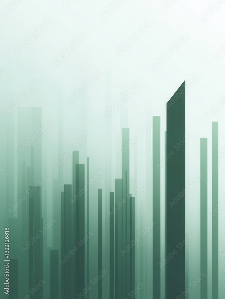 Aufkleber abstract financial charts showing trends in muted green and gray with space for text on the left sid