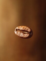 Close-up view of roasted coffee beans in warm brown tones with a single standout bean emphasizing the golden ratio