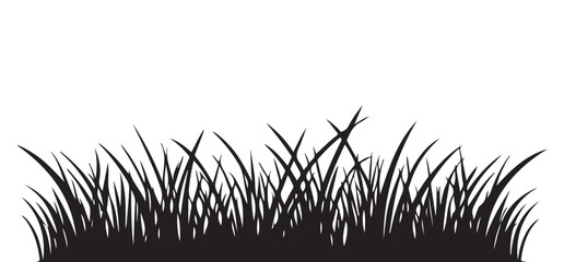 Silhouette Illustration Clump of Fresh Green Grass Simple Vector Image