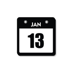 calender icon, 13 january icon with white background