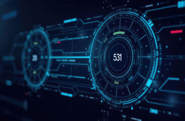 Obraz premium Virtual Technology Futuristic User Interface HUD Grid. Spaceship FUI GUI Backdrop Design. Science Fiction Theme Design, Artificial Intelligence. Hi-Tech Bg.