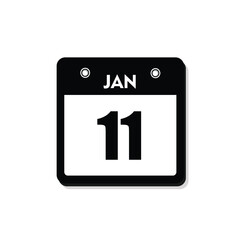 calender icon, 11 january icon with white background