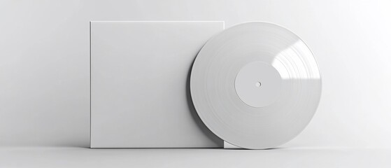 White vinyl record with its plain cover, on a white background
