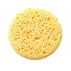 A porous yellow bath sponge ready for a relaxing bath