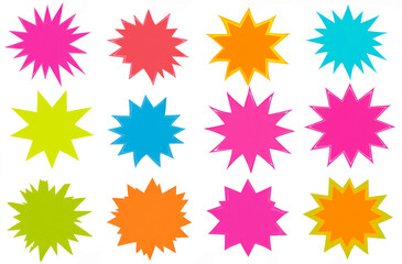 Colorful starburst labels or sticker template set