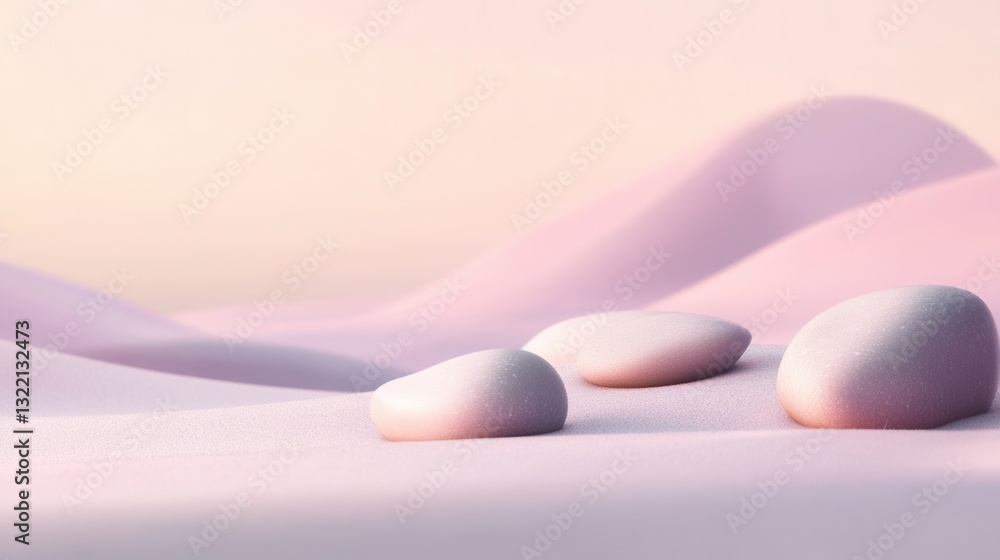 Aufkleber minimalistic zen-inspired background with smooth pebbles and soft pastel gradients promoting peace a