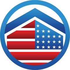 American house logo design | American flag house logo template