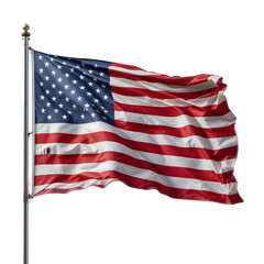 Obraz premium PNG American Flag Waving Isolated on White Background for National and Patriotic Designs