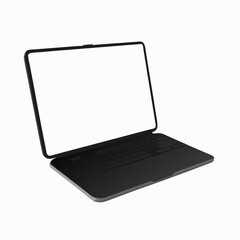 Realistic macbook mockup. Blank white screen laptop vector template

