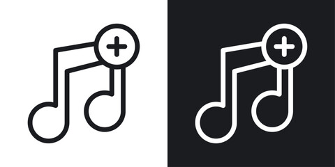 Add music icons set in black and white stroke lines