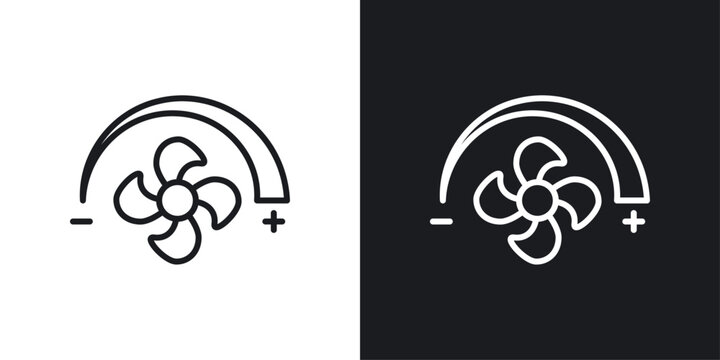 Adjustable speed icons set in black and white stroke lines
