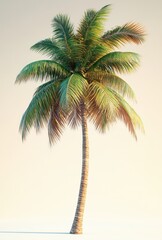 Lush and Vibrant Palm Tree Standing Tall with Swaying Fronds Against a Soft Background for Tropical and Relaxing Scenarios