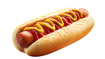 Diagonal hotdog isolated on transparent background